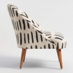 Charcoal Gray And Ivory Dash Print Noemi Tub Chair