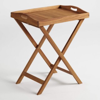 Natural Wood Hyacinth Outdoor Butler Table