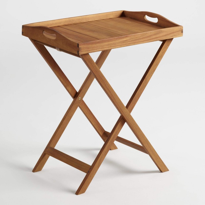 Natural Wood Hyacinth Outdoor Butler Table