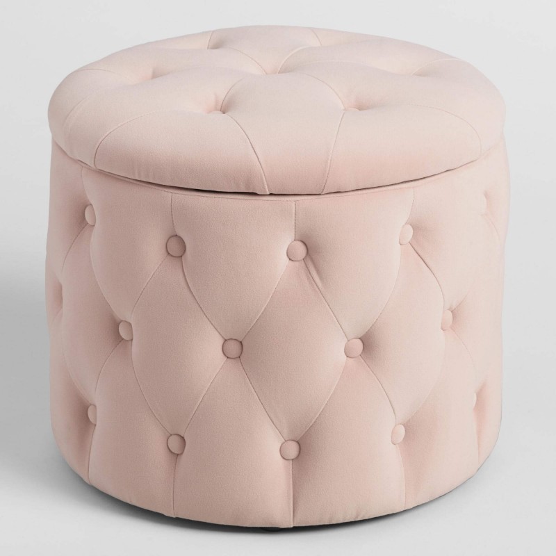 Pastel Tufted Velvet Storage Ottoman