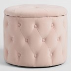 Pastel Tufted Velvet Storage Ottoman