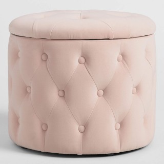 Pastel Tufted Velvet Storage Ottoman