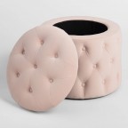 Pastel Tufted Velvet Storage Ottoman