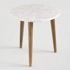 Round White Capiz Accent Table