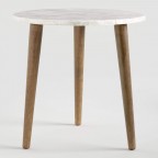 Round White Capiz Accent Table