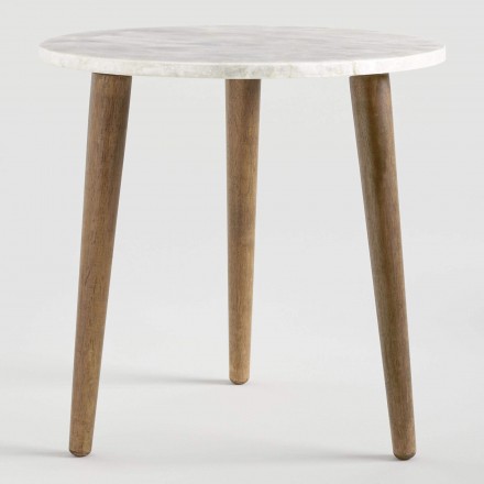 Round White Capiz Accent Table