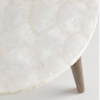 Round White Capiz Accent Table