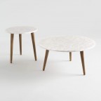 Round White Capiz Accent Table