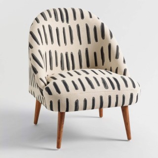 Charcoal Gray And Ivory Dash Print Noemi Tub Chair