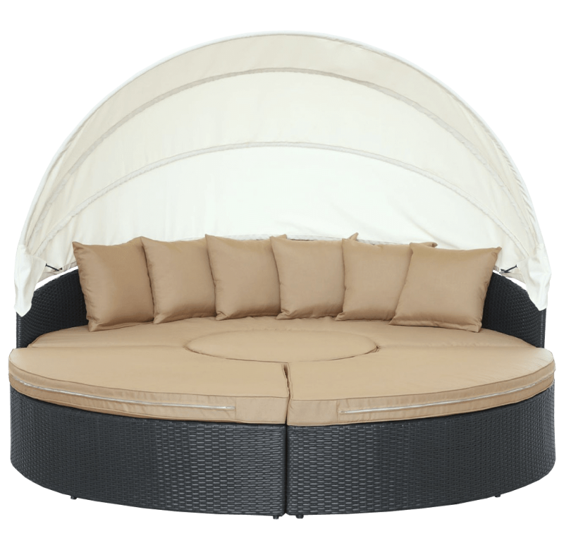 LexMod Quest Circular Outdoor Wicker Rattan Patio Daybed