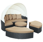 LexMod Quest Circular Outdoor Wicker Rattan Patio Daybed