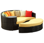 LexMod Taiji Outdoor Wicker Patio Daybed with Ottoman
