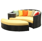 LexMod Taiji Outdoor Wicker Patio Daybed with Ottoman