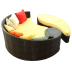 LexMod Taiji Outdoor Wicker Patio Daybed with Ottoman