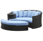 LexMod Taiji Outdoor Wicker Patio Daybed with Ottoman