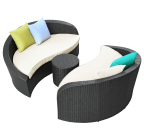 LexMod Twirl Outdoor Wicker Patio 3 Piece Sofa Set