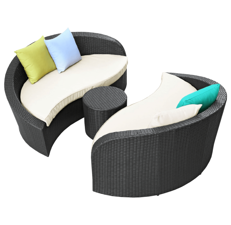 LexMod Twirl Outdoor Wicker Patio 3 Piece Sofa Set