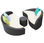 LexMod Twirl Outdoor Wicker Patio 3 Piece Sofa Set