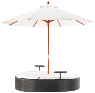 Marbella Espresso Outdoor Patio Double Chaise Lounge Bed