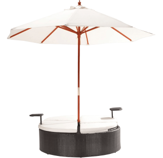 Marbella Espresso Outdoor Patio Double Chaise Lounge Bed