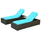 Outsunny 3-Piece Rattan Wicker Patio Chaise Lounge Chair Set