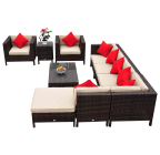Outsunny 9-Piece Outdoor PE Rattan Wicker Sectional Patio