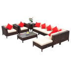 Outsunny 9-Piece Outdoor PE Rattan Wicker Sectional Patio