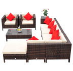 Outsunny 9-Piece Outdoor PE Rattan Wicker Sectional Patio
