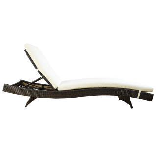 Outsunny Adjustable PE Rattan Wicker Patio Chaise Lounge Chair