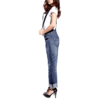 Fashion Womens Boyfriend Jeans Free Suspenders Light Blue Denim Pants