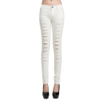 Woman Cut out Punk Novel Ripped Jeans Denim Jeggings Trousers-Skinny