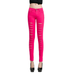 Woman Cut out Punk Novel Ripped Jeans Denim Jeggings Trousers-Skinny