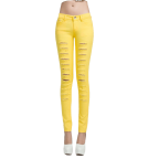 Woman Cut out Punk Novel Ripped Jeans Denim Jeggings Trousers-Skinny