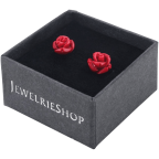 Handcrafted Resin Color Simulated Coral Rose Flower Earring Studs