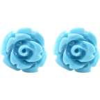 Handcrafted Resin Color Simulated Coral Rose Flower Earring Studs