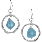 Ocean Waves Sea Glass Earrings Handmade Silver plated Hoop