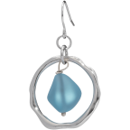 Ocean Waves Sea Glass Earrings Handmade Silver plated Hoop