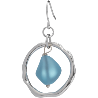Ocean Waves Sea Glass Earrings Handmade Silver plated Hoop