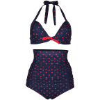 Cocoship Flora Polka Vintage Bikini Swimsuits Swimwear