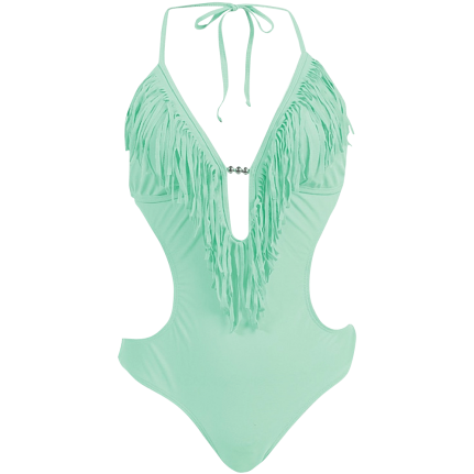 Marina West Women's Fringed Plunge Monokini Swimsuit