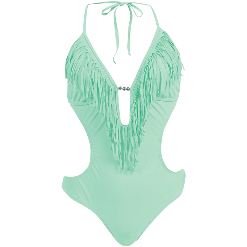 Marina West Women's Fringed Plunge Monokini Swimsuit