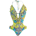 Marina West Women's Fringed Plunge Monokini Swimsuit