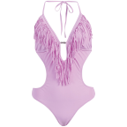 Marina West Women's Fringed Plunge Monokini Swimsuit