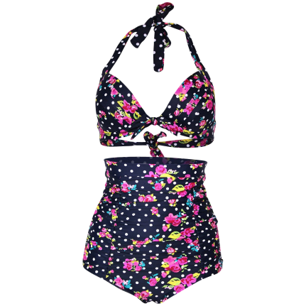 Cocoship Flora Polka Vintage Bikini Swimsuits Swimwear
