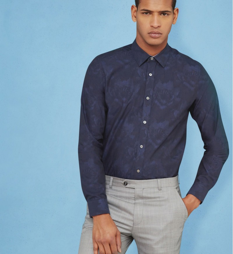 KIRKCUD Floral jacquard cotton shirt 