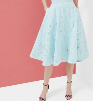 QUINIA Burn out floral A-line skirt 