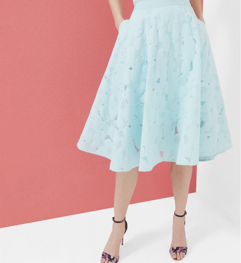 QUINIA Burn out floral A-line skirt 
