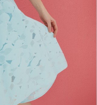 QUINIA Burn out floral A-line skirt 