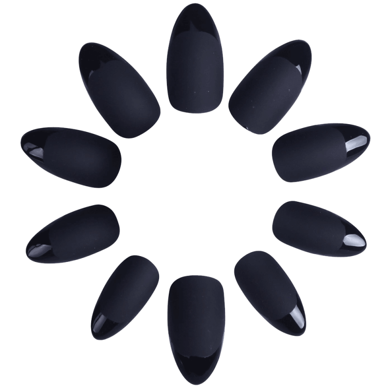 Ejiubas Grey Color Matte with Glossy Finish Nail Tips