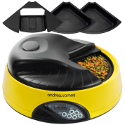 Andrew James 4 Day-Meal Automatic Pet Feeder-Bowl with voice recorder Includes 2 Volume Reducers+ 1 Adapter Tray 